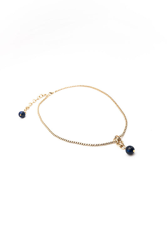 Box Chain Necklace Double Lapis Lazuli Pendants