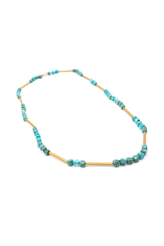 Turquoise Beads and Brass Tubes Sautoir