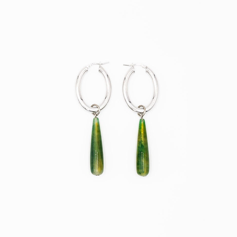 Pendant silver jade earrings