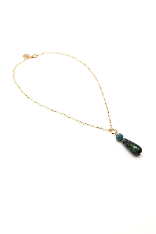 Zoisite Ruby and Apatite pendant necklace