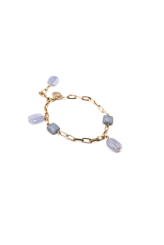 Chalcedony and Angelite charms bracelet