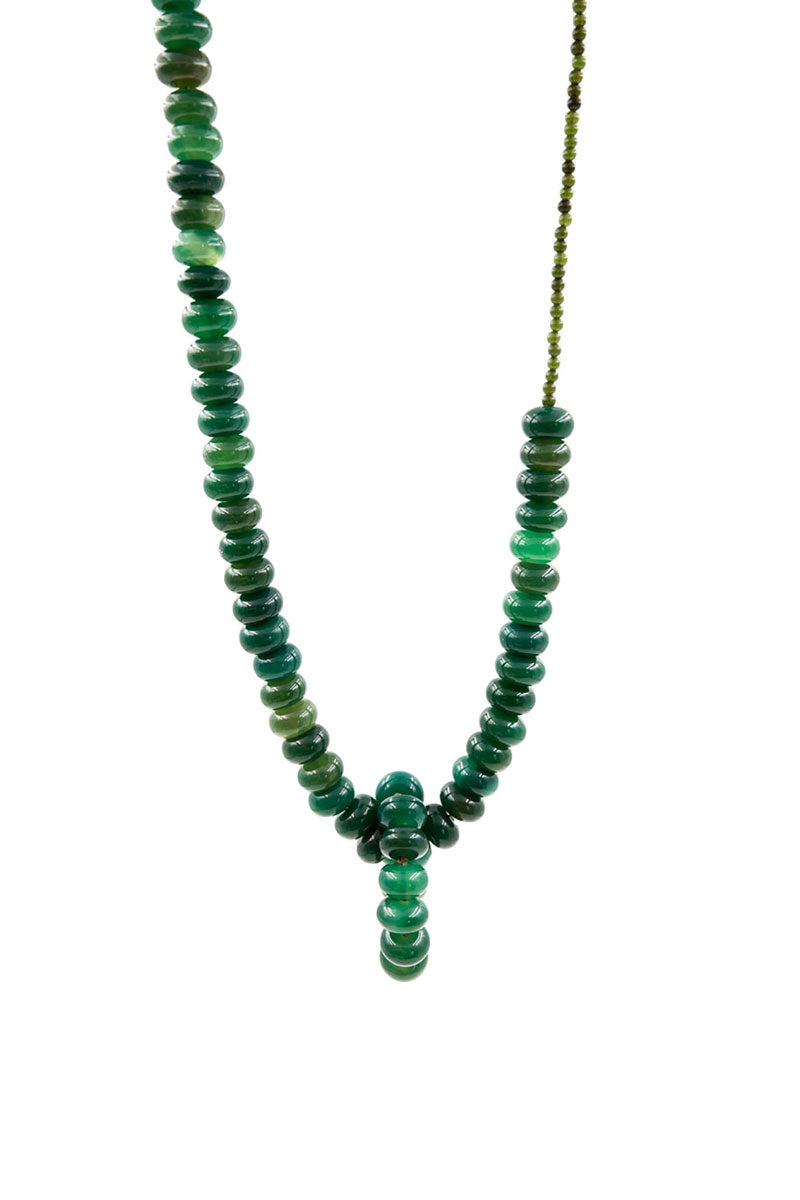 Two pieces green Agate necklace