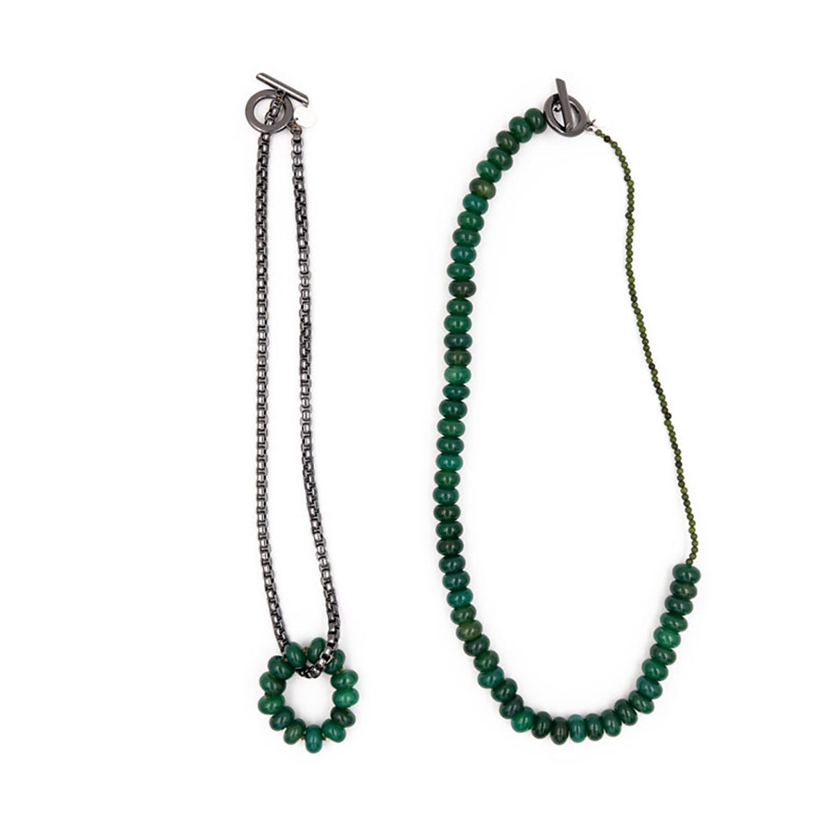 Two pieces green Agate necklace