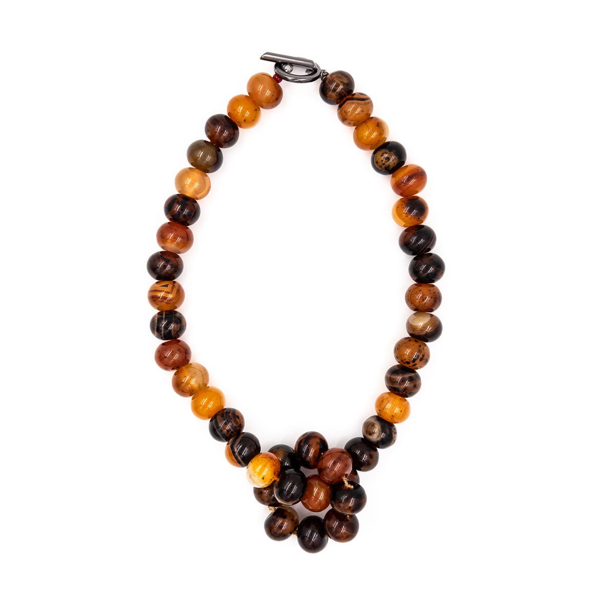 Two pieces orange and brown Agate necklace