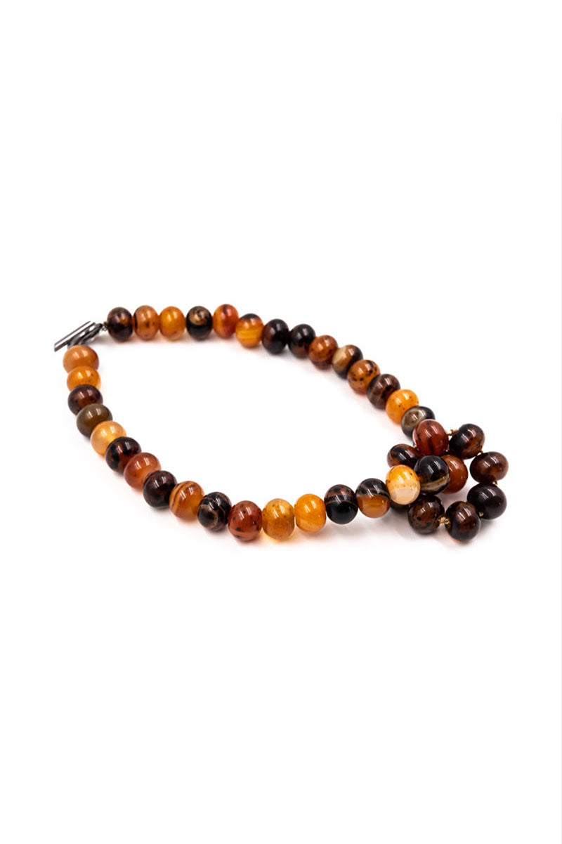 Two pieces orange and brown Agate necklace