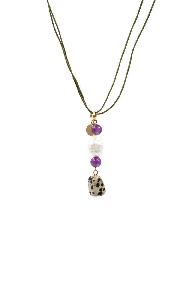 Amethyst and Pearls pendant necklace