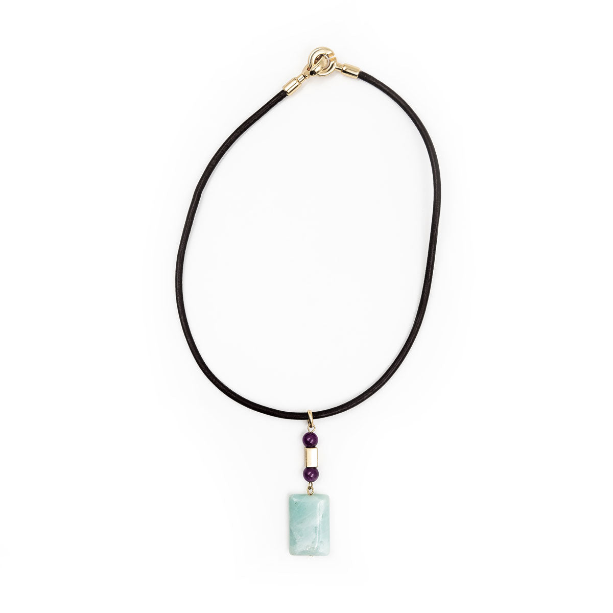 Leather chocker - Amazonite