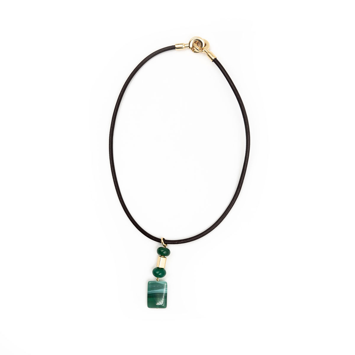 Leather chocker - Green Agate