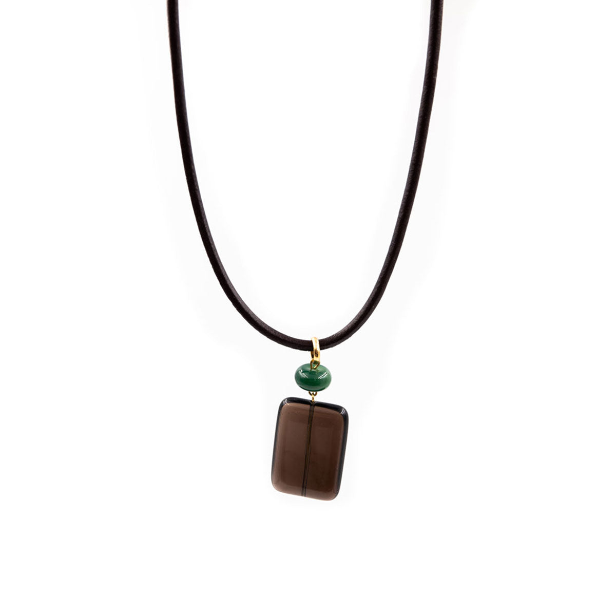 Leather chocker - Smokey Quartz