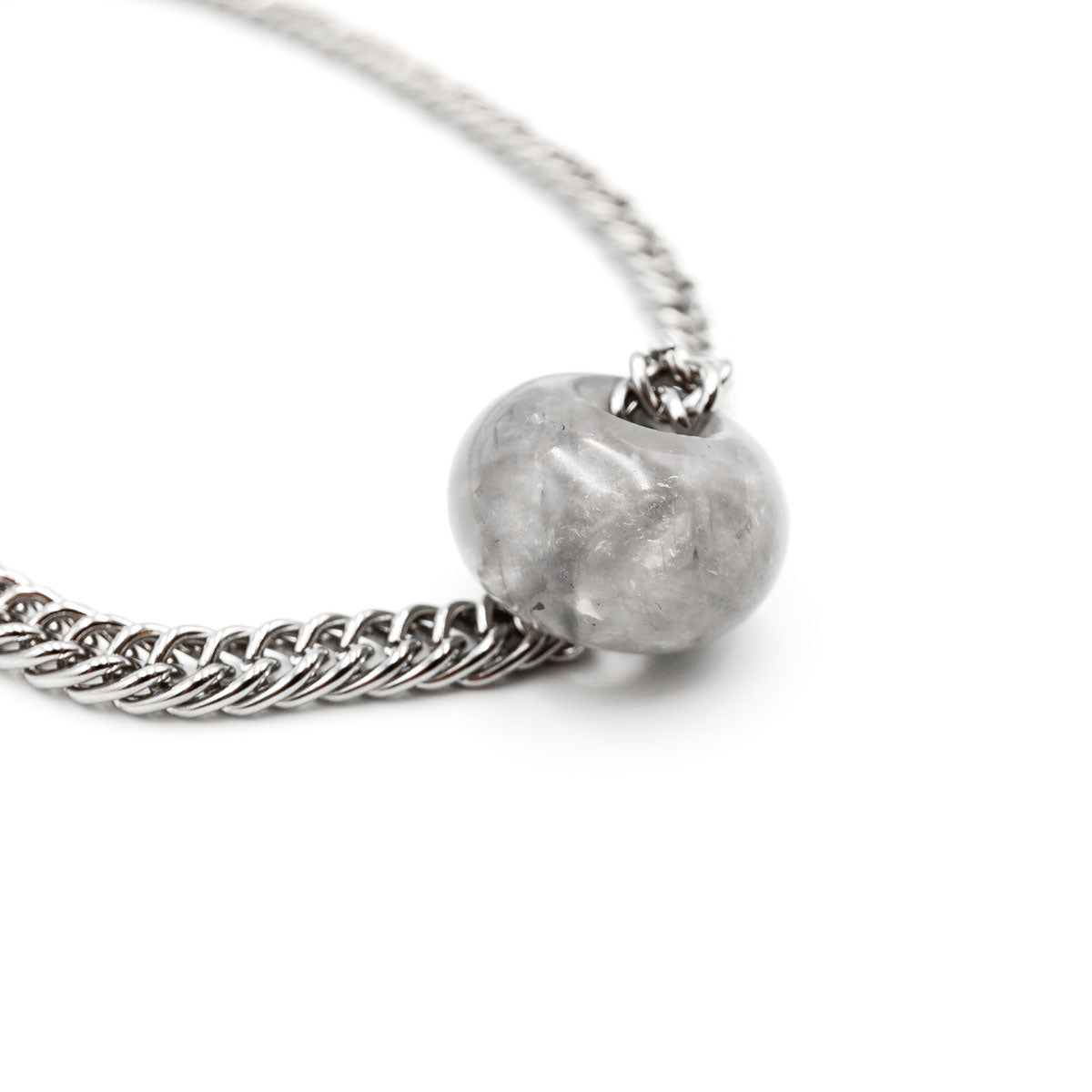 Dani Wheels - Grey Quartz silver chain necklace