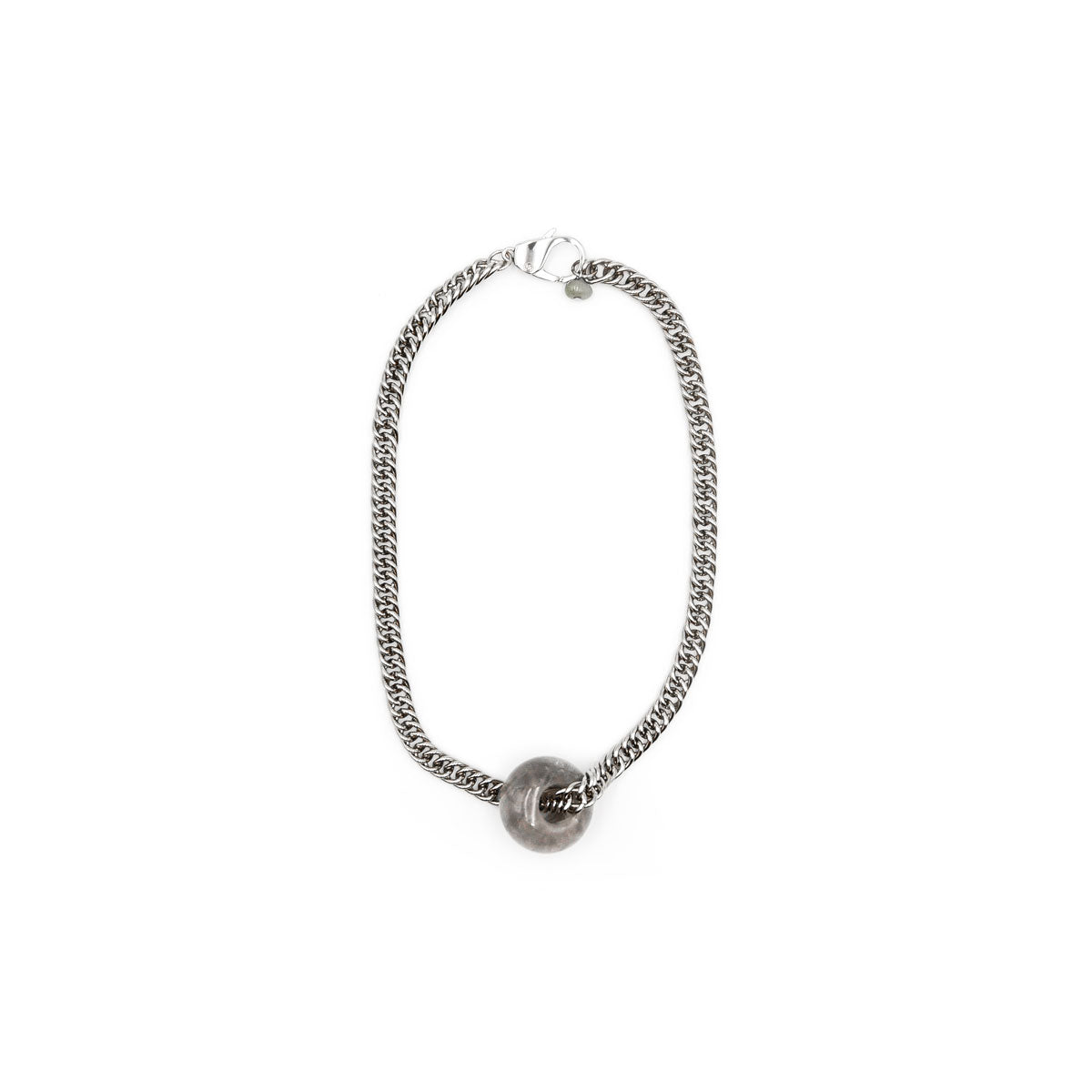 Dani Wheels - Grey Quartz silver chain necklace