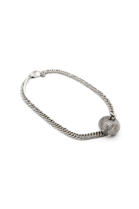 Dani Wheels - Grey Quartz silver chain necklace