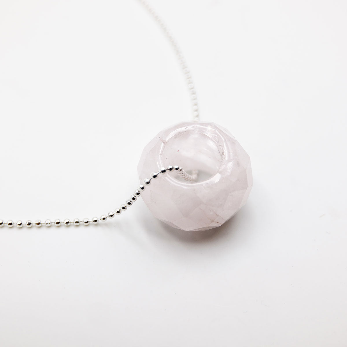 Dani Wheels - Rose Quartz silver chain necklace