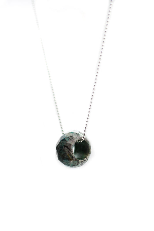 Dani Wheels - Fossil Stone silver necklace