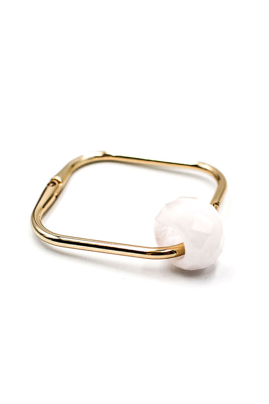 Dani Wheels - Squared gold bracelet Rose Quartz